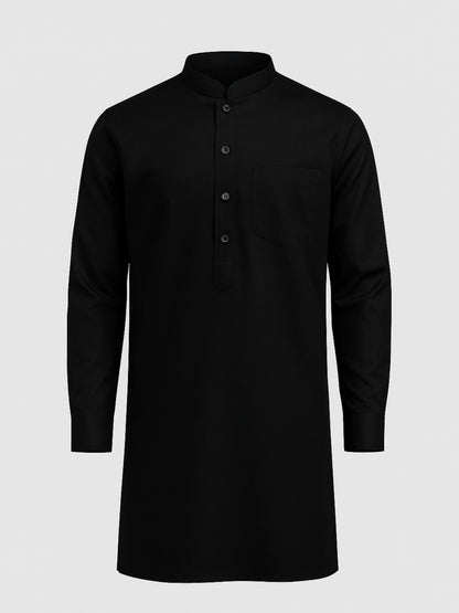 Black Kurta Pajama for Men – Classic Solid Cotton Festive Outfit