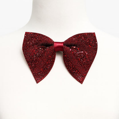 Luxury Red Crystal Embellished Bow Tie – Bold Elegance for Special Occasions
