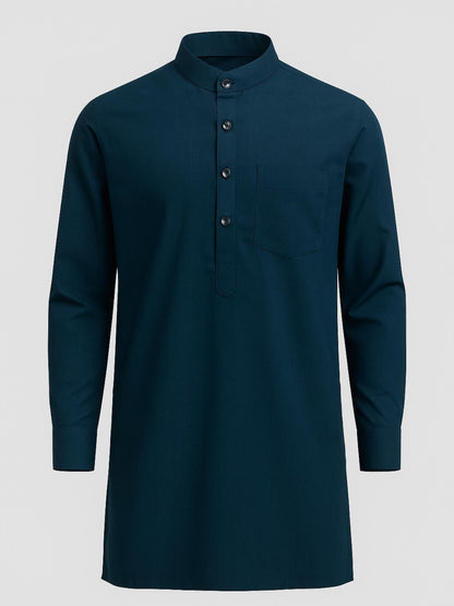 Royal Blue Kurta Pajama for Men – Modern Solid Cotton Ethnic Set