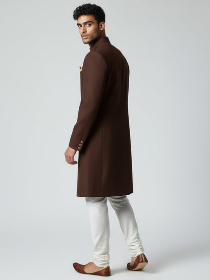 Chocolate Brown Classic Achkan for Men – Timeless Wedding Wear