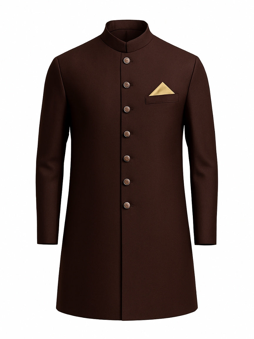 Chocolate Brown Classic Achkan for Men – Timeless Wedding Wear