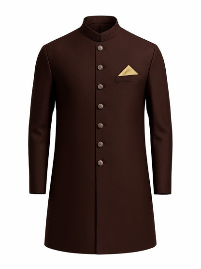Chocolate Brown Classic Achkan for Men – Timeless Wedding Wear
