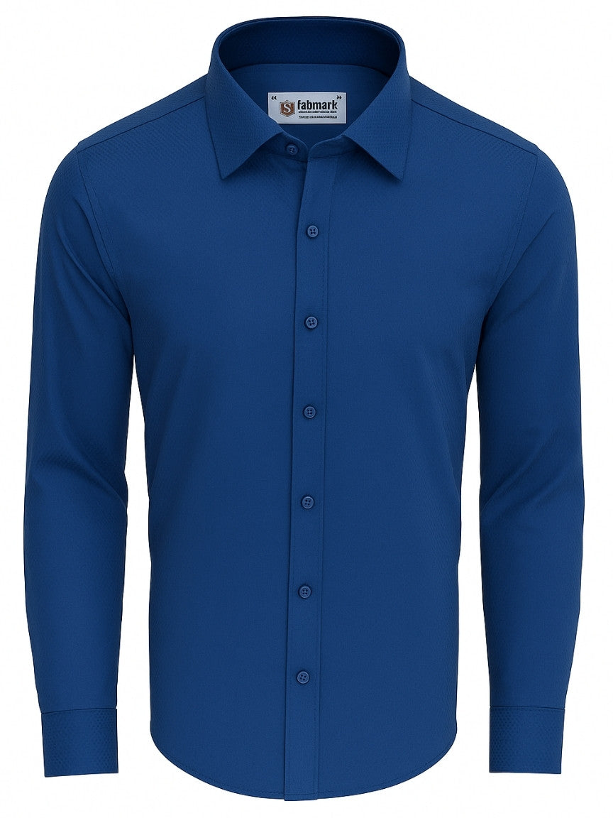 Men’s Royal Blue Dress Shirt – Slim Fit Formal Cotton Shirt