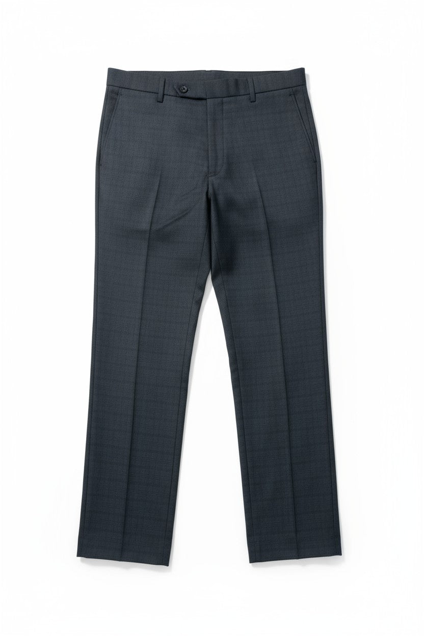 Men’s Charcoal Checkered Slim-Fit Dress Pants – Premium Formal Trousers