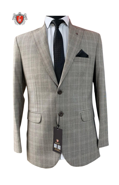 Men’s Textured Beige Blazer – Elegant Office & Semi-Formal Suit Jacket