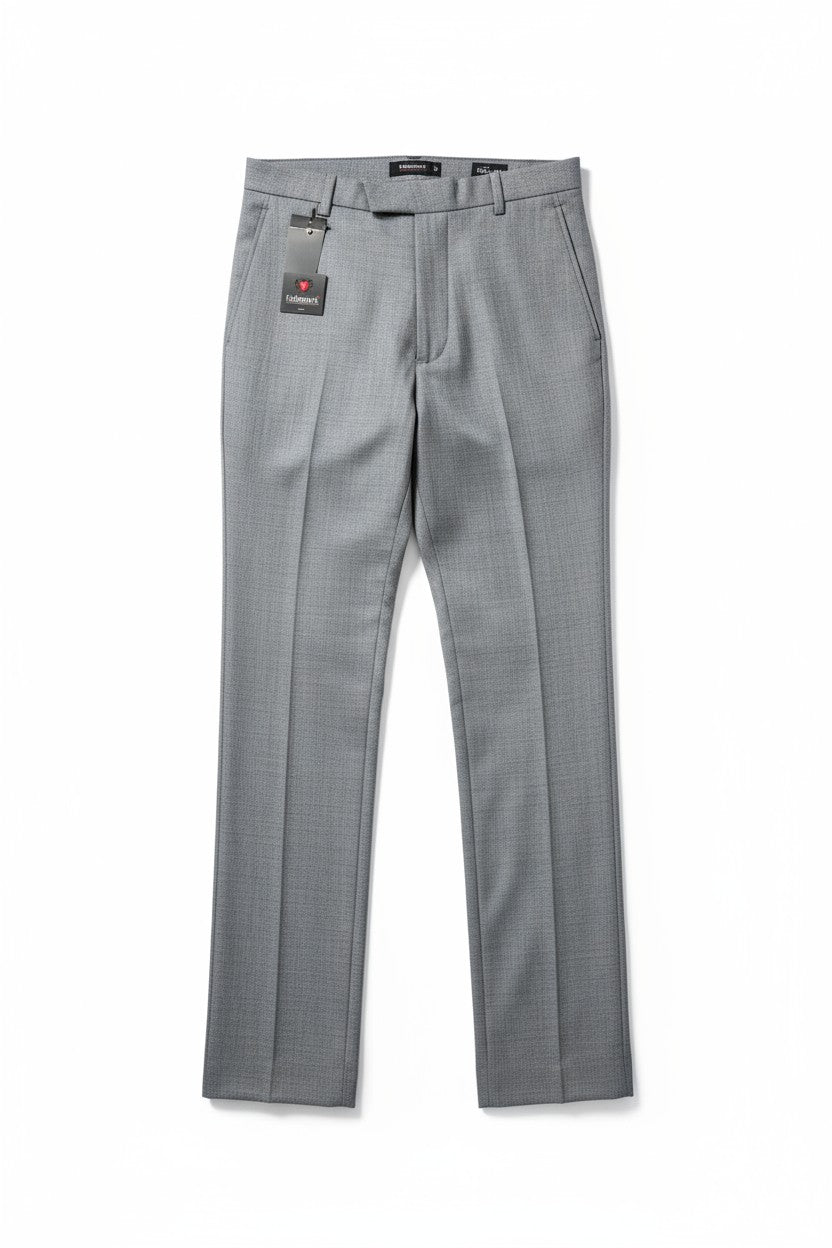 Men’s Dark Grey Checkered Slim-Fit Dress Pants – Premium Formal Trousers