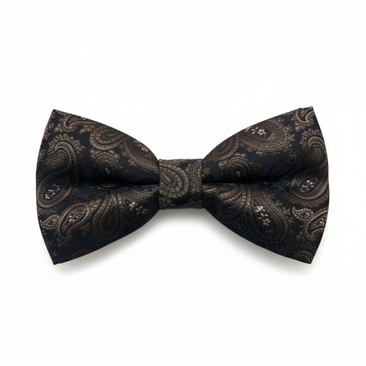 Black & Gold Paisley Jacquard Bow Tie – Luxury Formal Accessory