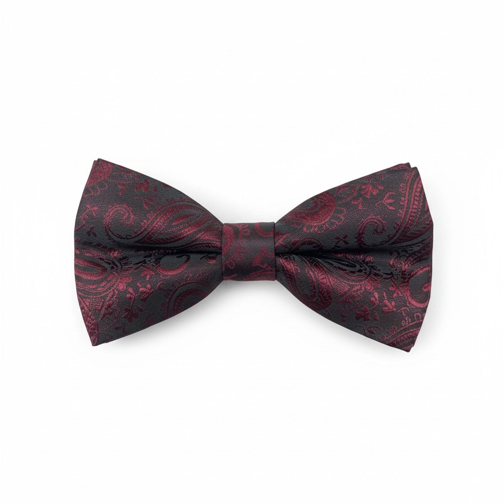 Burgundy Paisley Jacquard Bow Tie – Luxury Formal Accessory