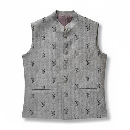 Men’s Light Lavender Textured Embroidered Nehru Jacket – Elegant Festive Wear