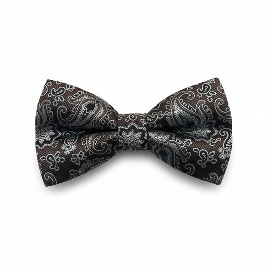 Chocolate Brown Paisley Jacquard Bow Tie – Luxury Formal Accessory