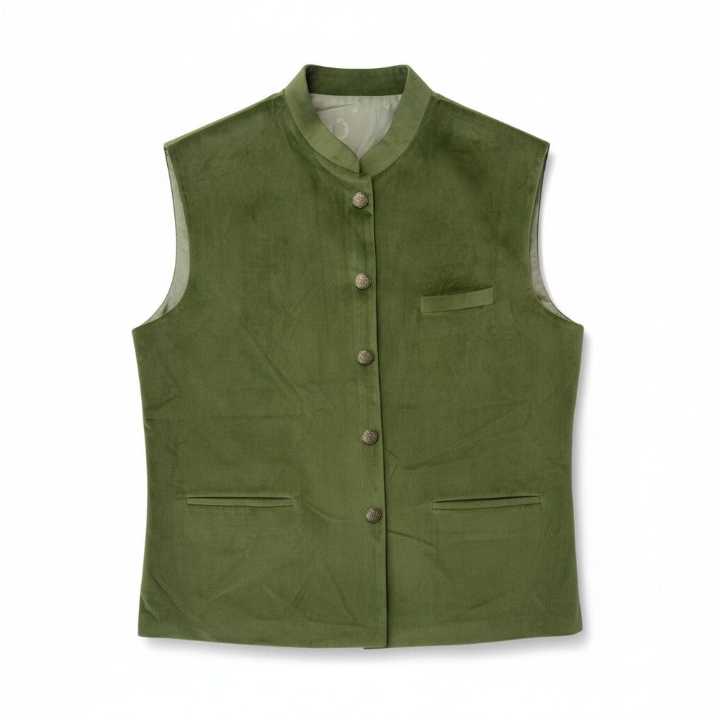 Men’s Olive Green Classic Nehru Jacket – Premium Festive & Wedding Wear
