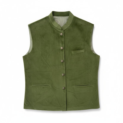 Men’s Olive Green Classic Nehru Jacket – Premium Festive & Wedding Wear