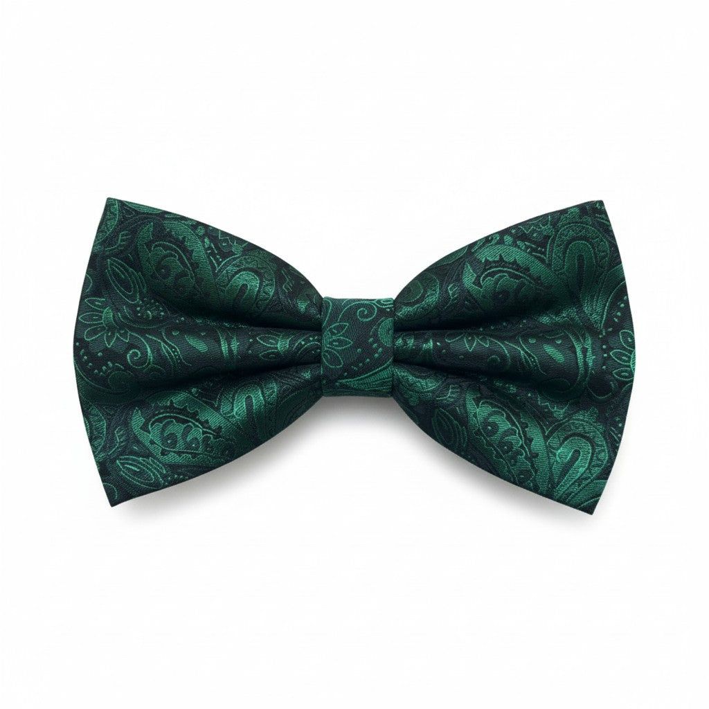Emerald Green Paisley Jacquard Bow Tie – Luxury Formal Accessory