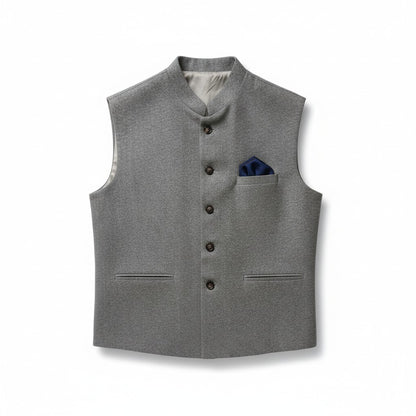 Men’s Charcoal Grey Textured Nehru Jacket – Classic Formal & Ethnic Wear