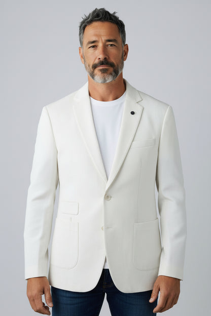 Men’s Off-White Tailored Blazer – Modern Minimal Smart Casual