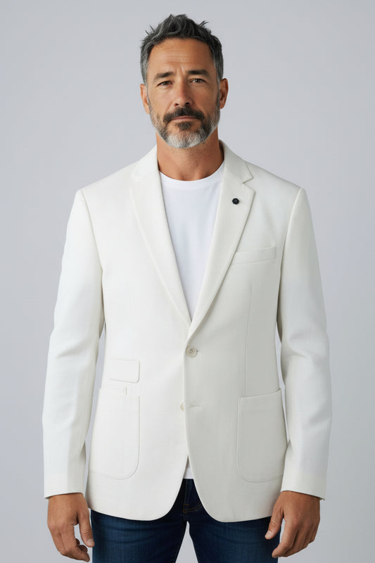 Men’s Off-White Tailored Blazer – Modern Minimal Smart Casual
