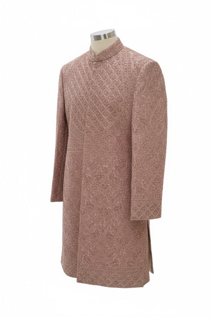 Dusty Rose Embroidered Sherwani for Men – Elegant Handcrafted Attire