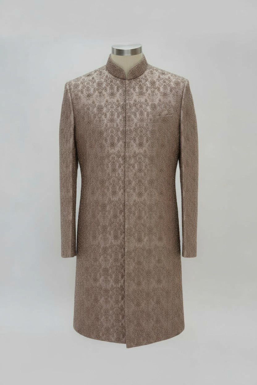 Mauve Embroidered Sherwani for Men – Handcrafted Designer Wedding Wear