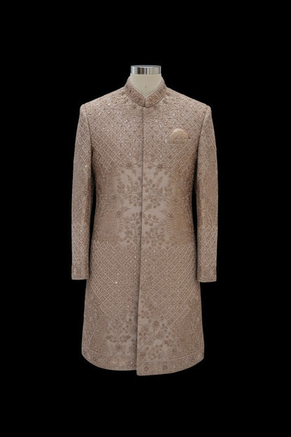 Blush Pink Embroidered Sherwani for Men – Handcrafted Wedding Ensemble