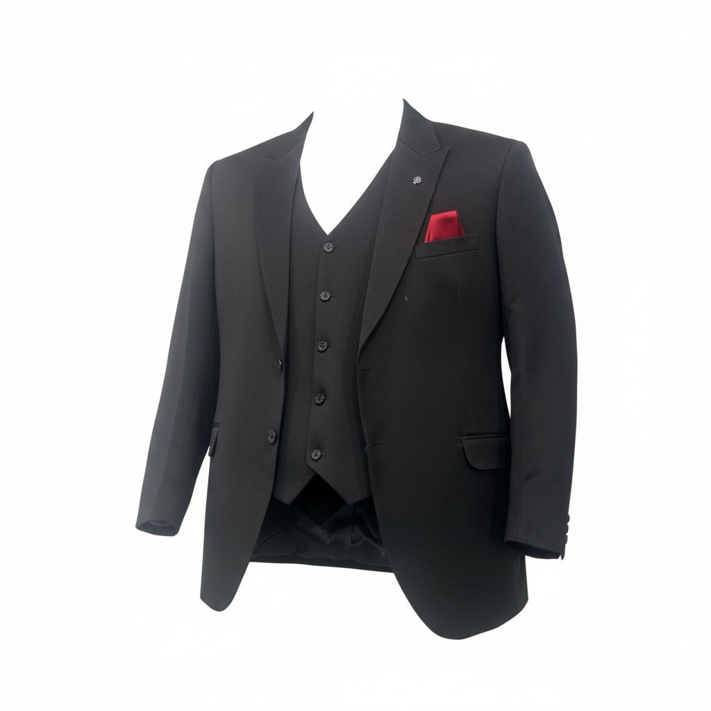 Men’s Classic Black 3-Piece Suit – Modern Fit Formal Wear
