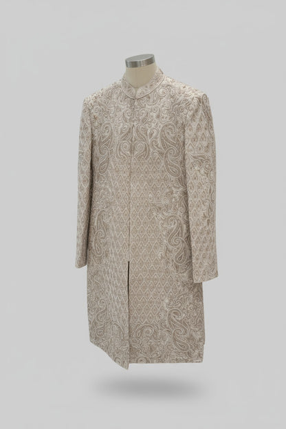 Champagne Gold Embroidered Sherwani for Men – Royal Wedding Outfit