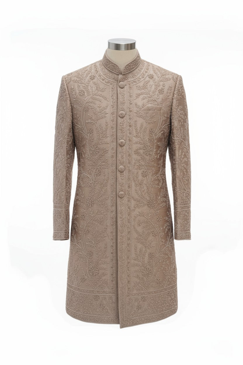 Blush Pink Embroidered Sherwani for Men – Elegant Handcrafted Wedding Wear