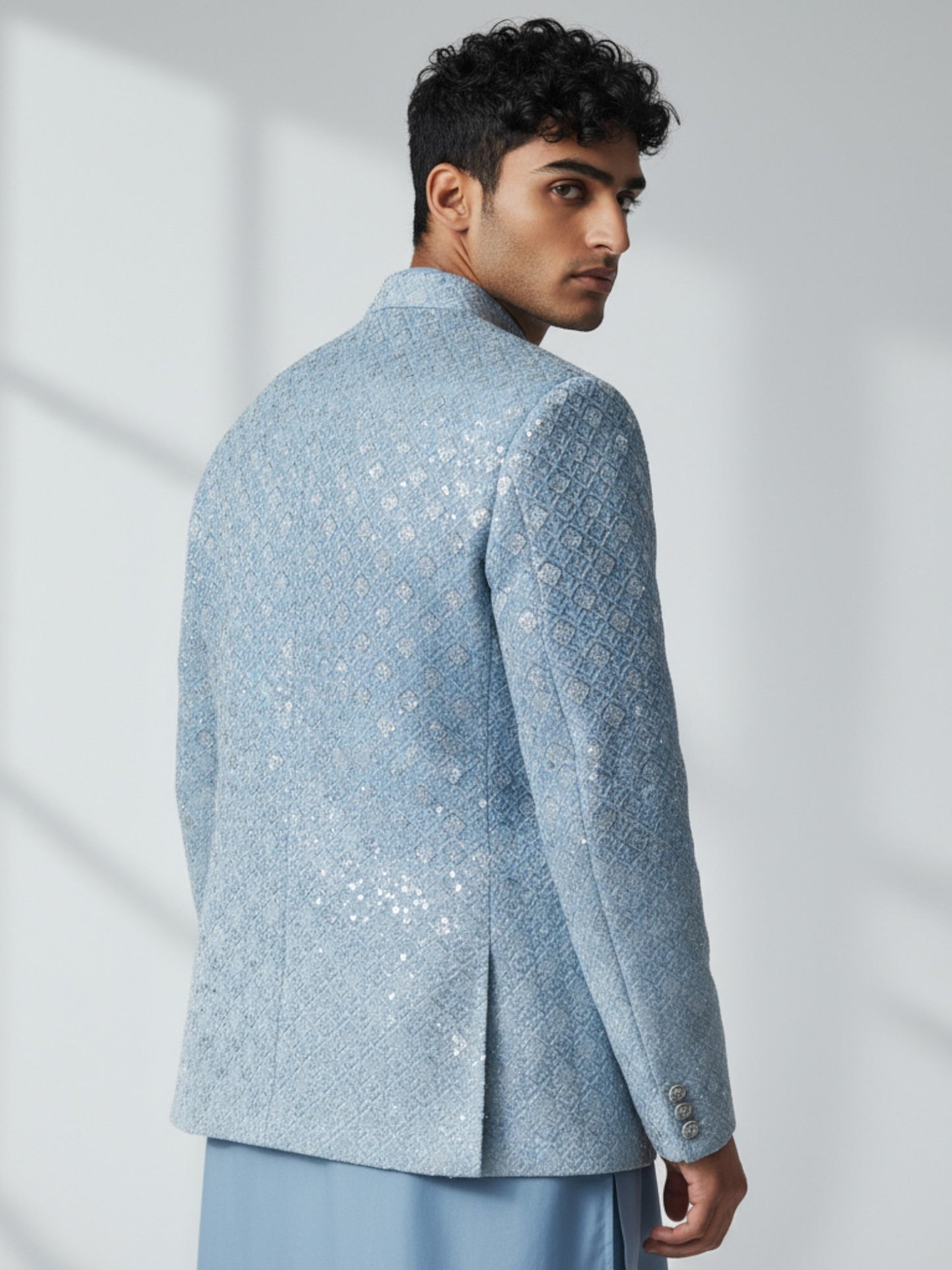 Powder Blue Indo-Western Jacket for Men