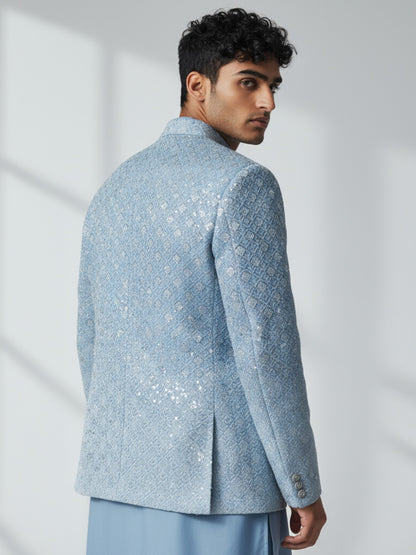 Powder Blue Indo-Western Jacket for Men