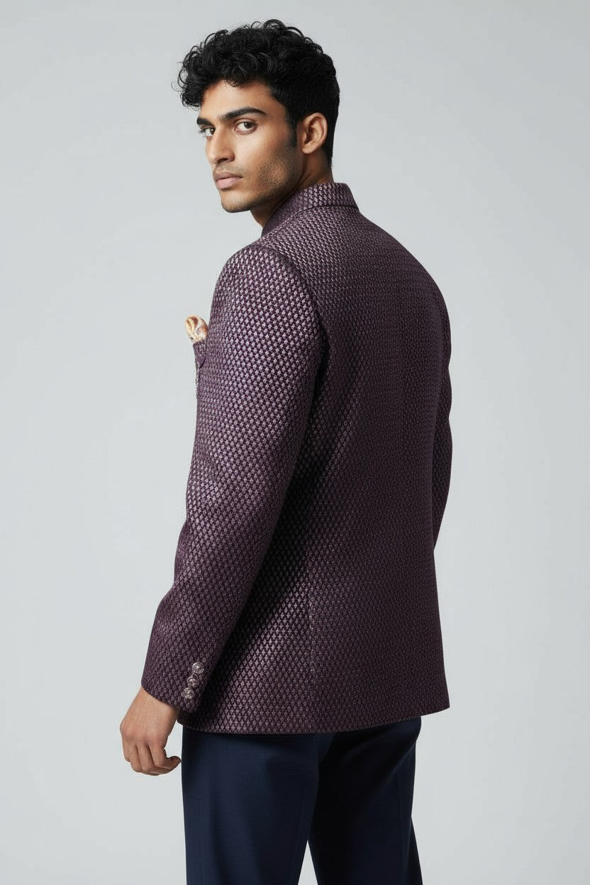 Maroon Textured Jodhpuri Suit – Royal Party & Wedding Wear