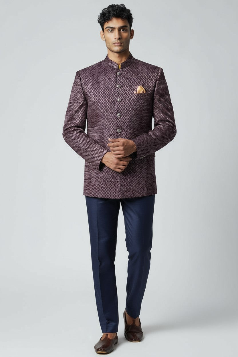 Maroon Textured Jodhpuri Suit – Royal Party & Wedding Wear