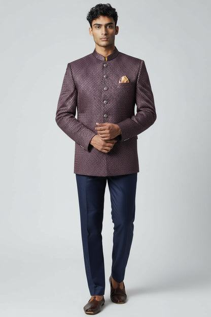 Maroon Textured Jodhpuri Suit – Royal Party & Wedding Wear
