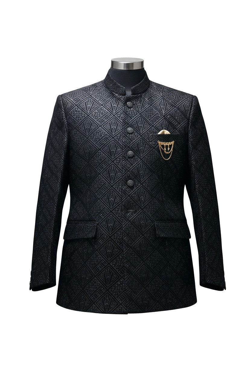 Black Textured Jodhpuri Suit – Classic Royal Party Wear