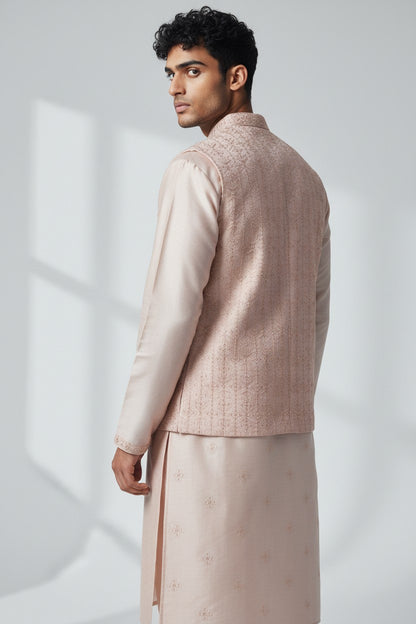 Blush Cream 3-Piece Kurta Set – Embroidered Wedding Wear