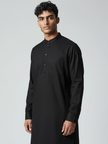 Black Kurta Pajama for Men – Classic Solid Cotton Festive Outfit