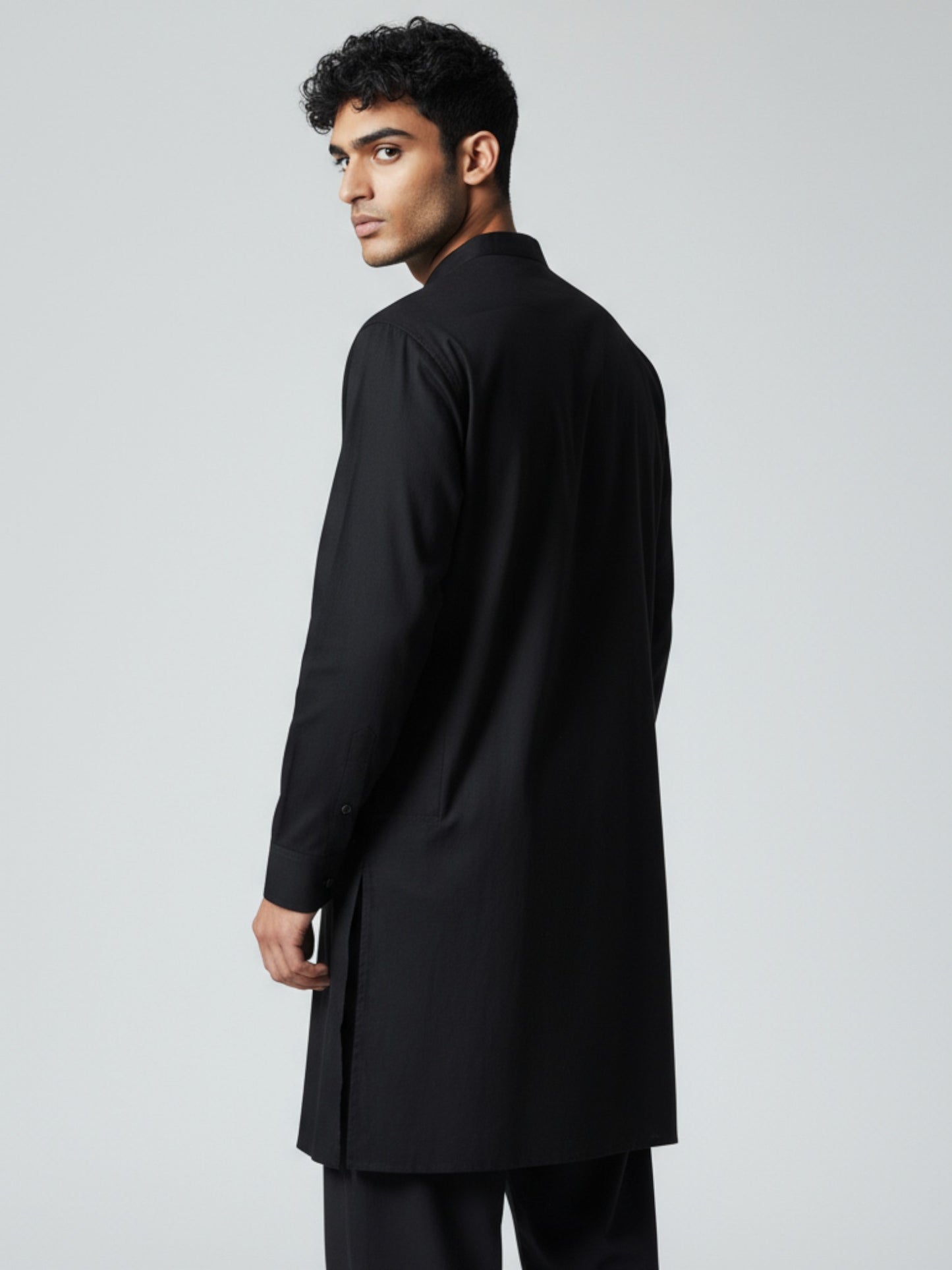 Black Kurta Pajama for Men – Classic Solid Cotton Festive Outfit