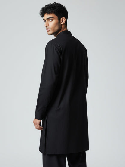 Black Kurta Pajama for Men – Classic Solid Cotton Festive Outfit