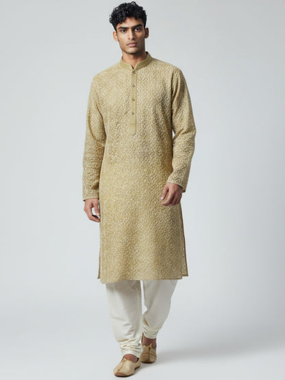 Green Chikankari Kurta Pajama for Men – Elegant Ethnic Wear