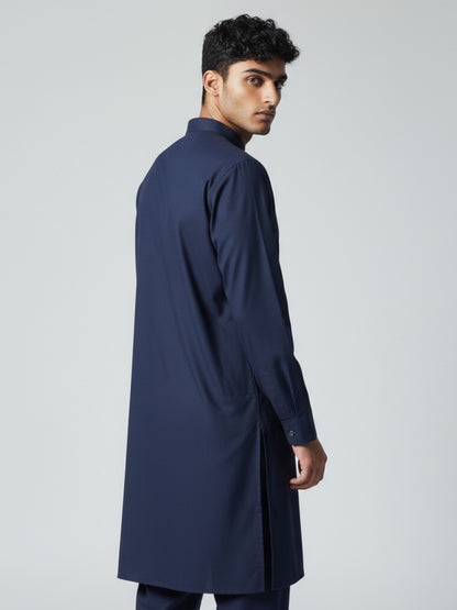 Navy Kurta Pajama for Men – Elegant Solid Cotton Ethnic Wear