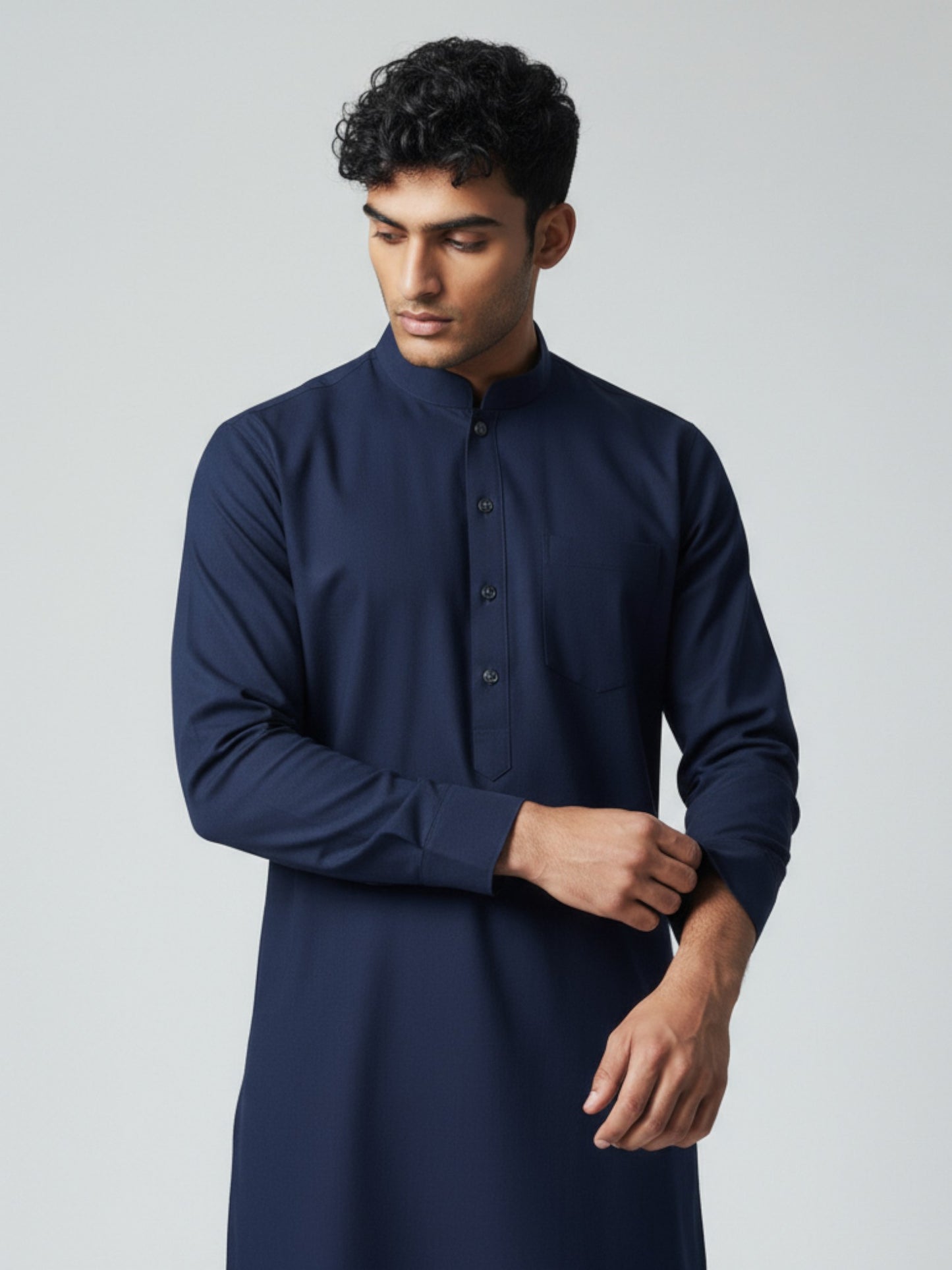 Navy Kurta Pajama for Men – Elegant Solid Cotton Ethnic Wear