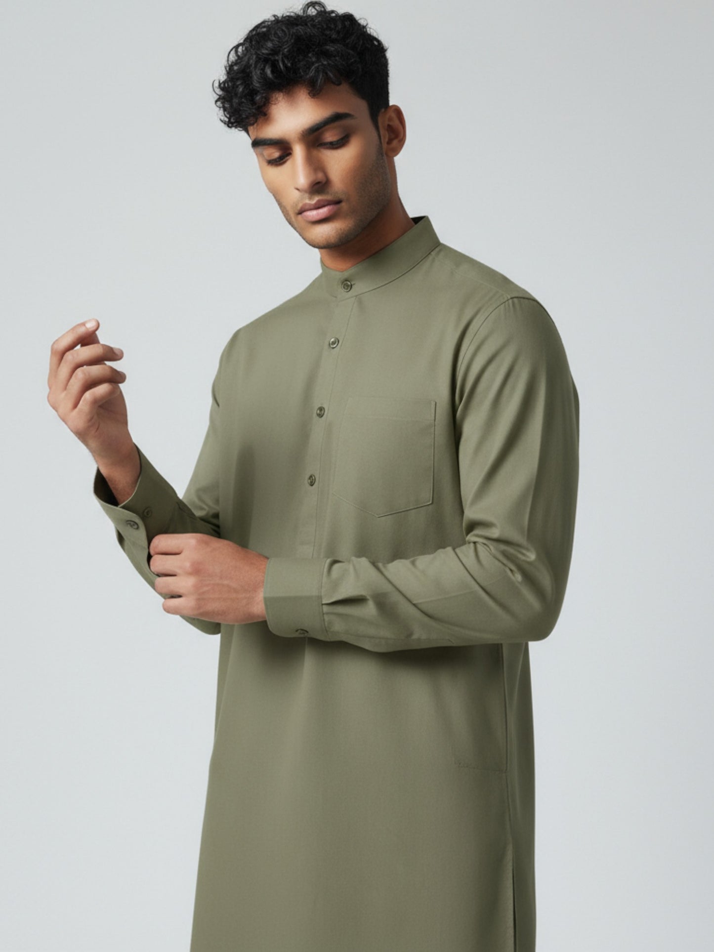 Olive Green Kurta Pajama for Men – Classic Solid Cotton Ethnic Wear