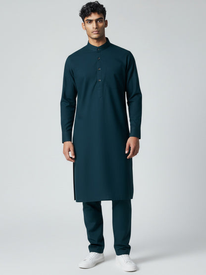 Royal Blue Kurta Pajama for Men – Modern Solid Cotton Ethnic Set