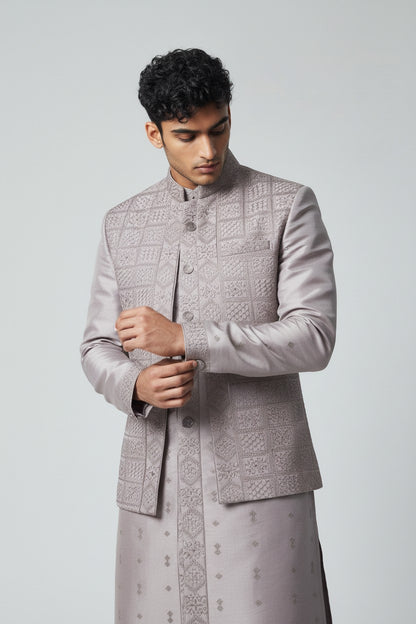 Lavender 3-Piece Kurta Set – Embroidered Festive Ensemble