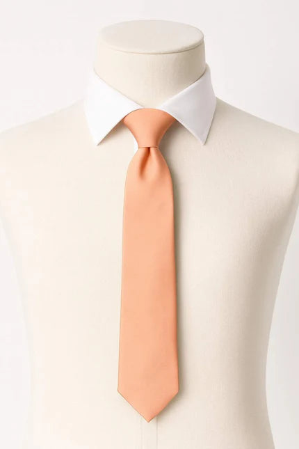 Men’s Solid Peach Satin Tie – Soft Pastel Formalwear Accessory