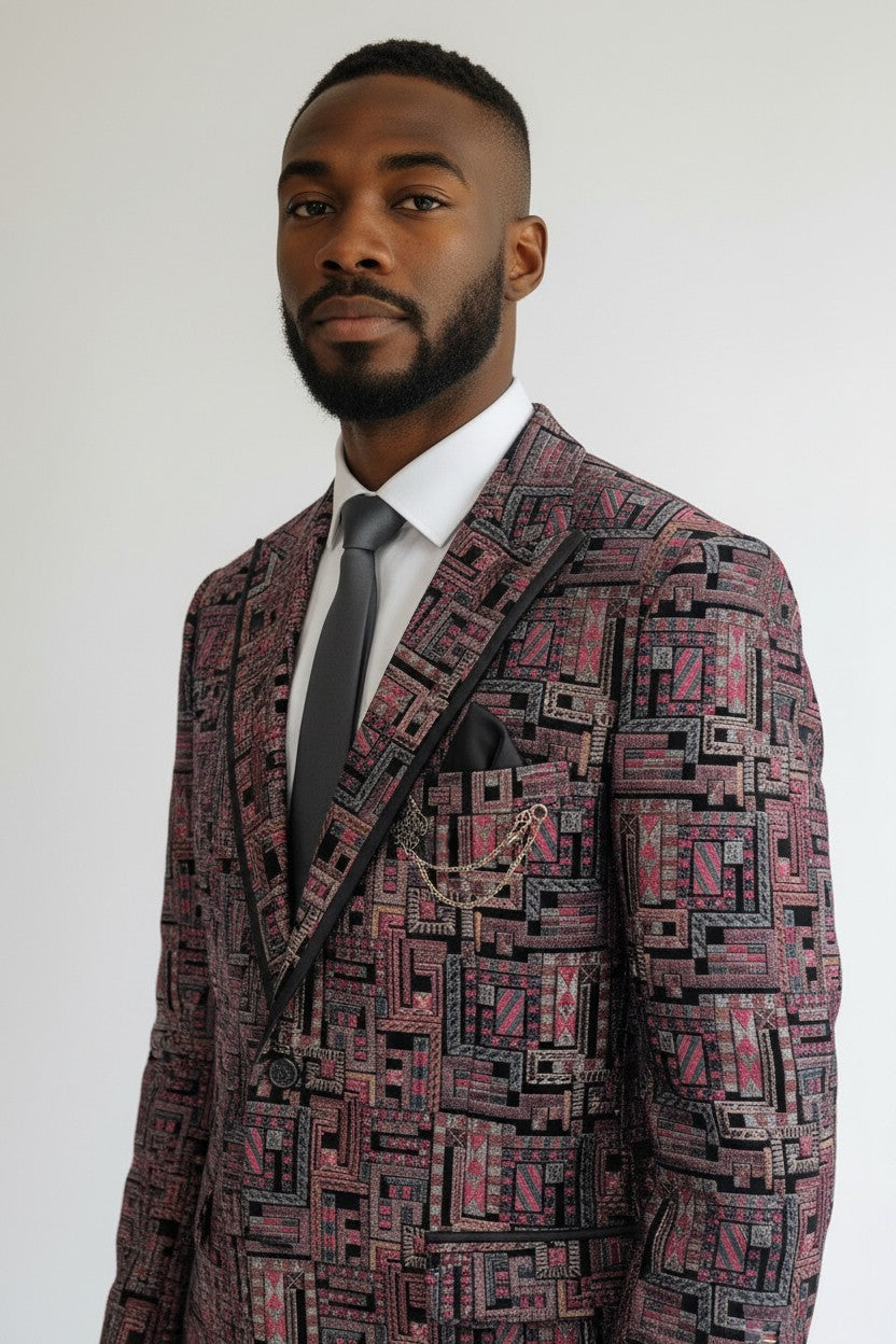 Men’s Summer Pinkish-Red Suit – Bold Formalwear for Weddings & Events