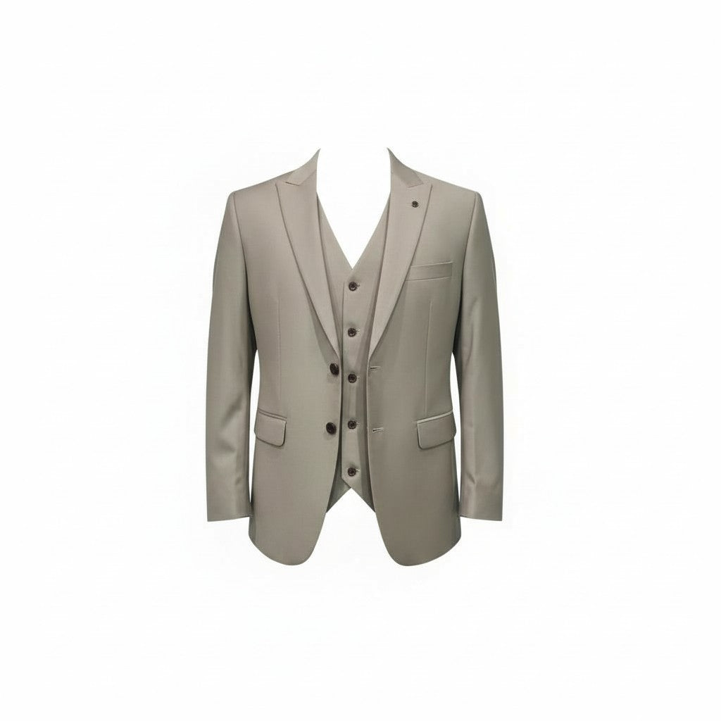 Men’s Beige 3-Piece Suit – Modern Fit Formal & Business Wear
