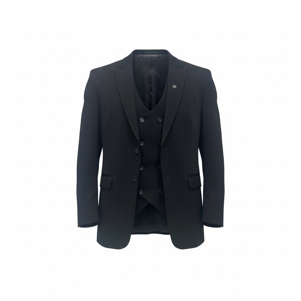 Men’s Black 3-Piece Suit – Modern Fit with Premium Japanese Fabric