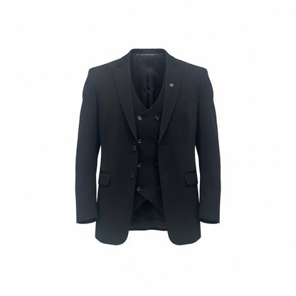 Men’s Black 3-Piece Suit – Modern Fit with Premium Japanese Fabric
