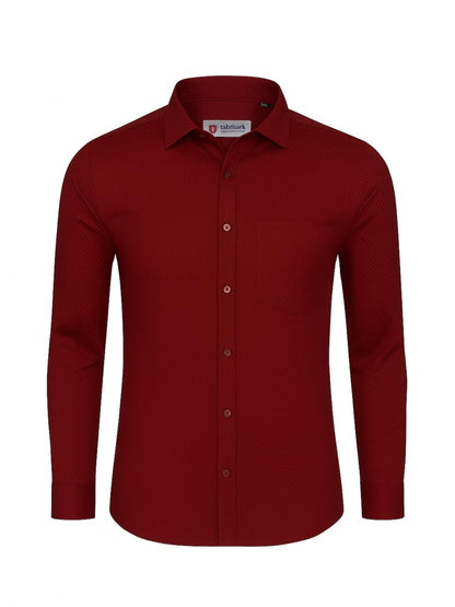 Men’s Maroon Dress Shirt – Slim Fit Formal Cotton Shirt
