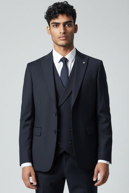 Men’s Navy 3-Piece Suit in Japanese Fabric – Modern Fit