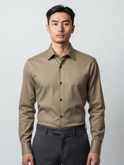 Olive Green Dress Shirt for Men – Premium Slim Fit Formal Shirt